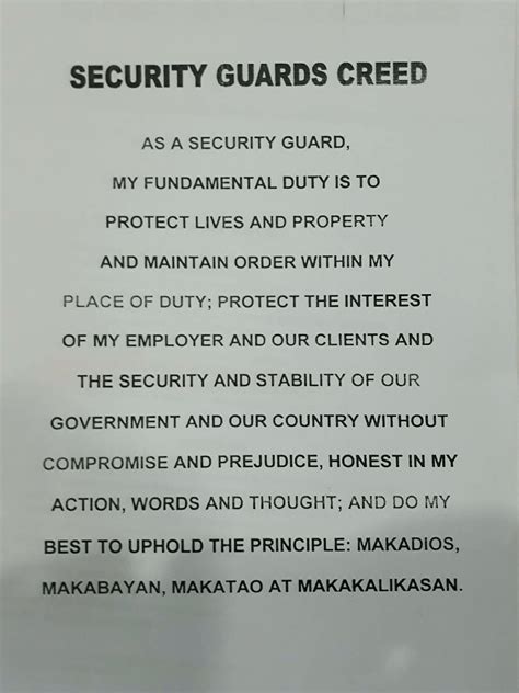 security creed tagalog